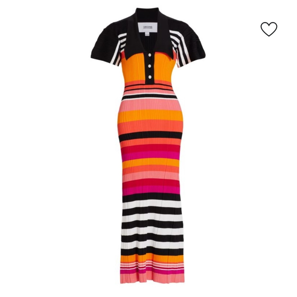 Christoper John Rogers Striped Polo Maxi Dress